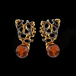 821924/2,69г  Серебро 925* СЕРЬГИ вст.Янтарь р/п