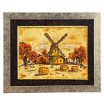 0063819-25*20см Картина янтарная "МЕЛЬНИЦА" (кварцевый песок, янтарь, каменная крошка)