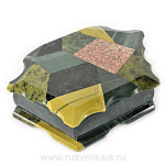 0012927/П/средн Нат.камень Шкатулка "КОЛЬЕ" средняя змеевик (2168)