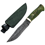 0062237 Оружие сувенирное Нож "Клык" дамаск., ножны кожа,зелен