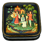 0071563/11*11см  Лаковая миниатюра Палех ШКАТУЛКА "СНЕГУРОЧКА" Сурикова