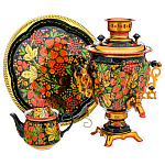 0069635 Самовар электрический "КЛУБНИКА" 3 лподнос круг