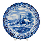 Тарелка декоративная "Пейзаж". Гжель