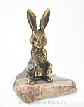 25763 Нат.камень Статуэтка "Зайчик" Бронза, Яшма (6132)