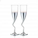 Набор 2 бокала для шампанского 180 мл "Омбре Дымка" изогнутая ножка