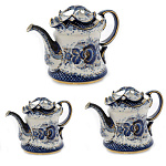 Гжель Чайник "Утро №1"Большой в золоте 17*23см Авт. Алехин С.С.