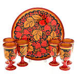 0070885  Хохлома КОНЬЯЧНЫЙ НАБОР "Ягодки" 7п (черный фон)