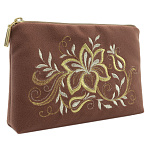 Косметичка бархатная с вышивкой "Нежность". Темно-розовая