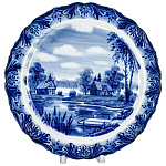  Гжель ТАРЕЛКА натенная "Зима в деревне" d-23 см