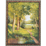 0050880/1957 Нат.камень КАРТИНА "Зеленый май" багет№4 30*40см 3210 