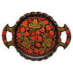 0018829/30см Хохлома Поднос "ФРУКТЫ/ЯГОДЫ"КРУГЛЫЙ в ассортименте дл.30см