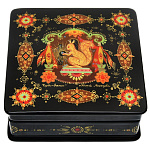 0042396 Лаковая миниатюра Шкатулка "Чудо-белка" (АР Лапшин) 8*8см (273)