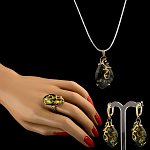 0050431/Серьги 721026 вст.янтарь р/п (Ag 925)