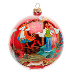 0070083 Лаковая миниатюра Палех ШАР НОВОГОДНИЙ круговая роспись (стекло)