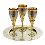 0015339 Златоуст Набор РЮМОК на подносе 3 рюмки в ПУ NAW 3663