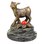 Статуэтка из бронзы и камня "Козленок с цветком"