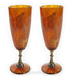 16035-С-2п Янтарь питейный набор Бокалы для шампанского 2 персоны в ПУ Серебро 875* 