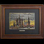 /30*40см-цв-паспарту Офорт цветной  "Старая Москва. Общий вид Кремля"ЦВЕТНОЕ ПАСПАРТУ  
