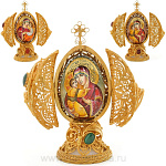 0058287/08016 Сувенир ЯЙЦО пасхальное ЛИКИ СВЯТЫХ желтый металл