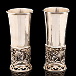 3511 Серебро 925*  питейный Набор стопок "Лось" 2шт. в ПУ 193,2