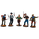200175 Оловянная миниатюра Набор солдатиков "КОВБОИ" (композиция из 5 фигур)