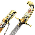 25072/АД Оружие сувенирное САБЛЯ "Восточная"ЛЕВ"золоч/серебр/кабошон/мет-ножны