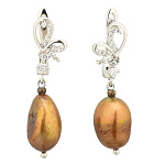 Серьги "Корица". Жемчуг