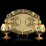  Златоуст питейный НАБОР ПОД БРЕНДИ на 2персоны с кабошонами в ПУ