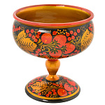 0016250/19*17см Хохлома ФРУКТОВНИЦА НА НОЖКЕ 