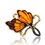 0049759/2108.4 Брошь Винтажный листик 11 (коньячный)