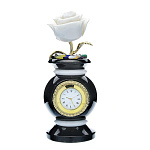 3578 Нат.камень ЧАСЫ "БЕЛАЯ РОЗА" змеевик, мрамор