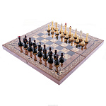 Шахматы с инкрустацией и фигурами из янтаря "Арабески-Тина" 56х56 см