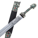 0080517 Оружие сувенирное КИНЖАЛ "Восточный" (металл, кожа, эмаль)(зеленый)