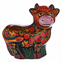 Статуэтка "Корова с челочкой" Хохлома, фотография 1. Интернет-магазин ЛАВКА ПОДАРКОВ