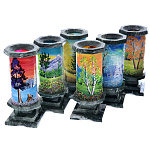 0050826/7989 Нат.камень Ваза "Времена года/Зима" малая Змеевик 75*75*190мм 790гр