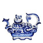 /коб Гжель  ЧАЙНИК "Кот на диване" кобальт 