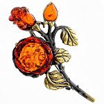 0058491/2241.4 Брошь Розочка Букет (коньячный)