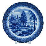201218 Гжель ТАРЕЛКА декоративная "Лето в деревне" d-17.5 см