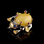 825977/9,39г  Серебро 925* БРОШЬ  вст.Янтарь  п/п