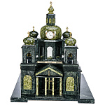 0037699 Нат.камень Композиция-ЧАСЫ "КАФЕДРАЛЬНЫЙ СОБОР РОЖДЕСТВА ХРИСТОВА" 46*49*60см