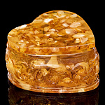 0066279 Янтарь Шкатулка СЕРДЕЧКО мини  (янтарь, заливка)