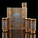 0020592 Златоуст НАБОР ОХОТНИЧИЙ Фляга+3 стопки-гильзы в П/У