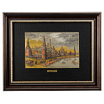 Офорт цветной "Вид на Кремль. Старая Москва" 30х40 см