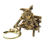0056220 Сувенир БРЕЛОК "ПОРОСЕНОК В ПИДЖАКЕ НА СКАМЕЙКЕ" Бронза