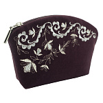 Косметичка бархатная с вышивкой "Нефертити". Фиолетовая