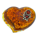 300839-НП Изделия из янтаря Шкатулка Сердце со знаком задика "ЛЕВ" малый 14*10*7см