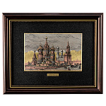 Офорт цветной "Москва. Общий вид Кремля" 25х32 см