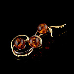 825011/3,50г  Серебро 925* БРОШЬ  вст.Янтарь позолота 