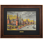 Офорт цветной "Вид на Кремль. Старая Москва". 53x72
