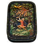 0071577/13*9см  Лаковая миниатюра Палех ШКАТУЛКА "Жар-птица" КАМАРДИН